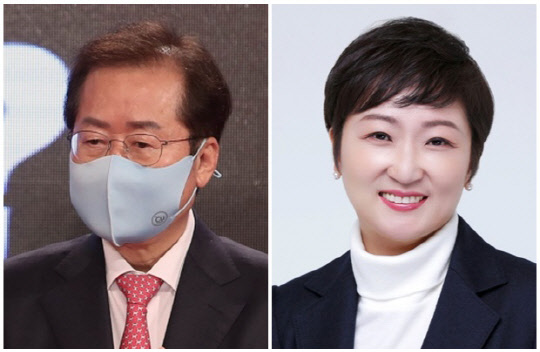 홍준표(왼쪽) 국민의힘 의원과 이언주 전 국회의원. 이언주 의원실 제공, 연합뉴스